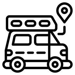 campervan place outline icon and illustration