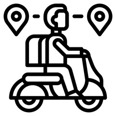 tour rider outline icon and illustration