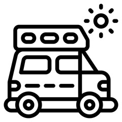 campervan adventure sunny outline icon and illustration