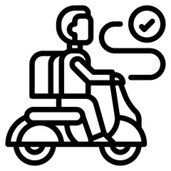 tour rider adventure outline icon and illustration