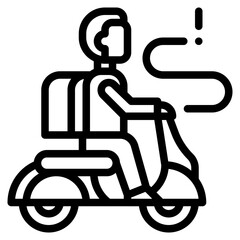 tour rider adventure motorbike outline icon and illustration