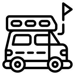 transport campervan outline icon and illustration