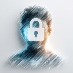 Data Privacy Concept with Face and Padlock Illustration