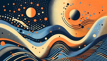 High Resolution Duotone Abstract Halftone Digital Art