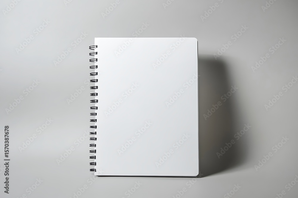 Poster spiral bound white notebook mockup on a gray background closeup view
