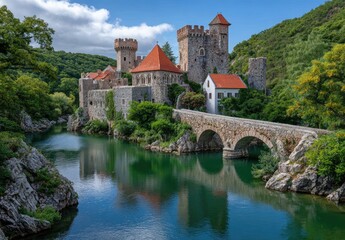 Corvin fortress in northern Transylvania, Romania, is one of the most famous castles and palaces