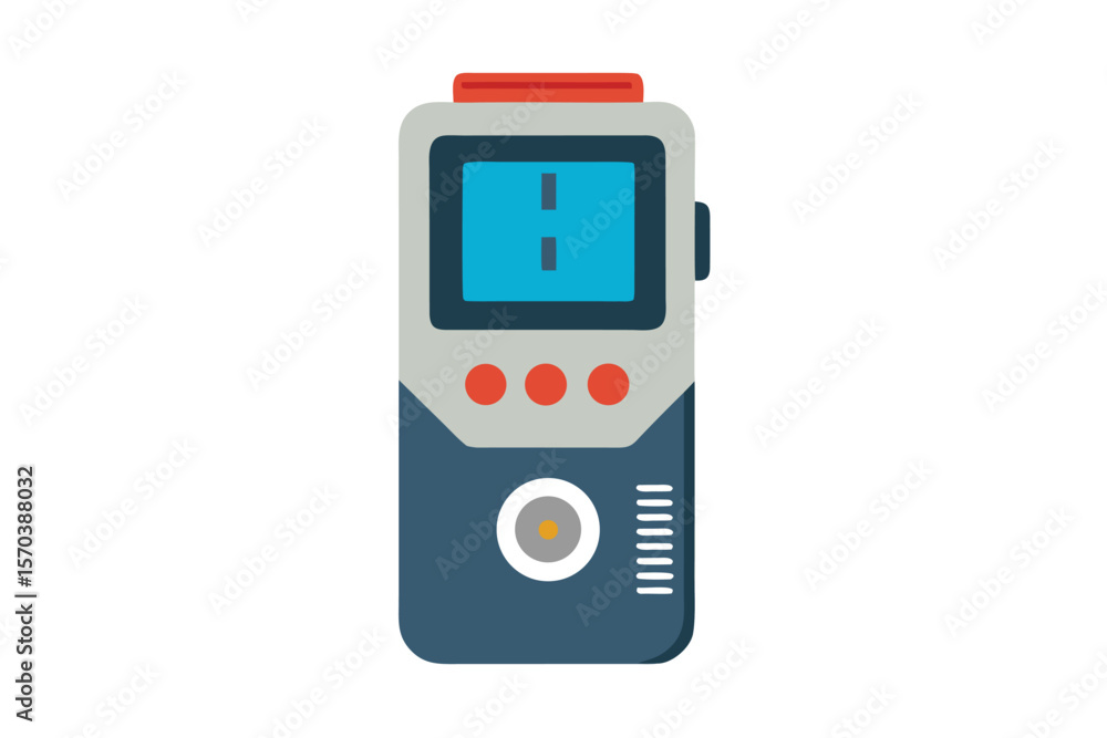 Poster modern electronic device with digital screen and buttons