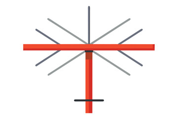 Abstract radial antenna design with red and gray elements