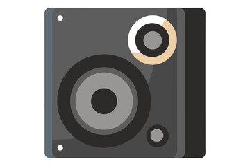Modern flat design of a black speaker with concentric circles