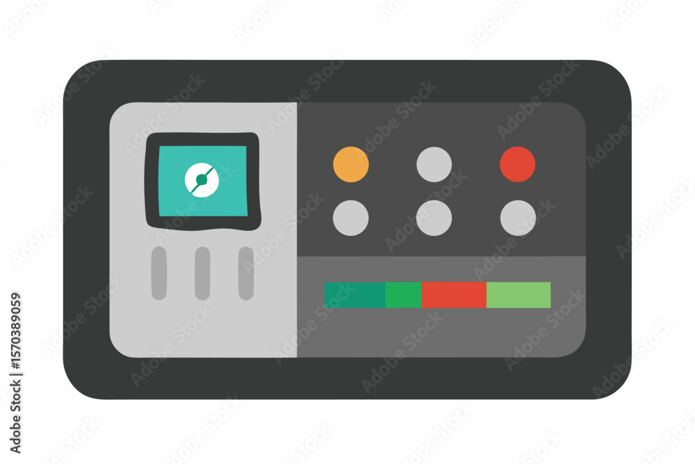 Poster modern control panel with gauge and indicator lights