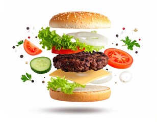 Exploding hamburger ingredients