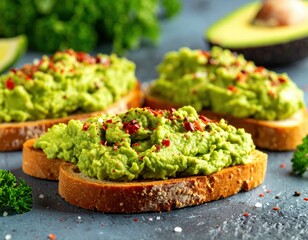 Close Up Avocado Toast With Fresh Herbs