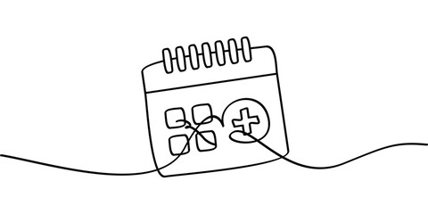 continuous line drawing of health calendar symbol. abstract line art illustration of health checkup schedule