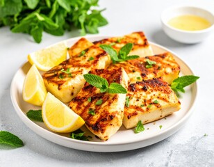 Grilled Cheese Cubes With Lemon And Mint