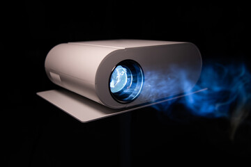 White Projector with Blue Light Beam