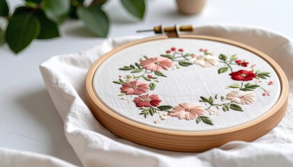 Floral Embroidery Hoop Art Design