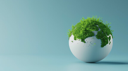 Minimalistic globe with green leaves symbolizing eco-friendly planet and sustainable environmental care