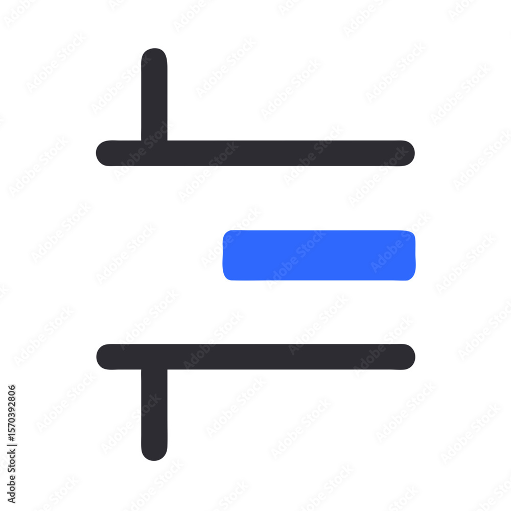 Poster simple minimalist icon of vertical alignment with blue bar
