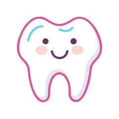 Smiling tooth icon illustration promoting dental hygiene and health
