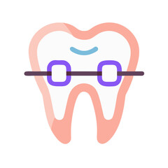 Stylized graphic of a tooth with orthodontic braces
