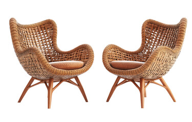 Pair of woven wicker armchairs