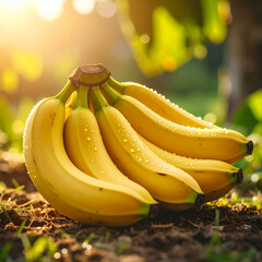 fresh Bananas, in organic garden, close up, High resolution
