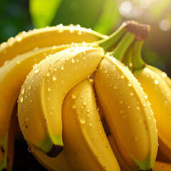 fresh Bananas, in organic garden, close up, High resolution
