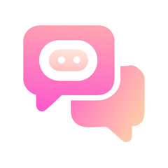 Gradient pink message bubbles resembling a cute robot face