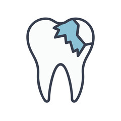 Cracked tooth with filling against White Background illustration