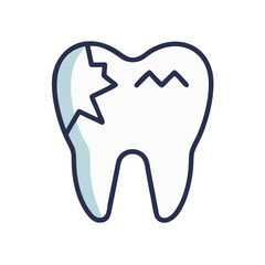 Cracked molar illustration on White Background highlighting dental problems