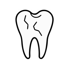 Cracked tooth on White Background illustrates dental problems symbol