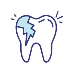 Cracked tooth vector graphic on White Background illustration