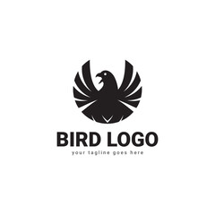 Obraz premium Simple and Modern Black Bird Logo Design Featuring a Minimalist Bird Icon and Elegant Typography for Branding