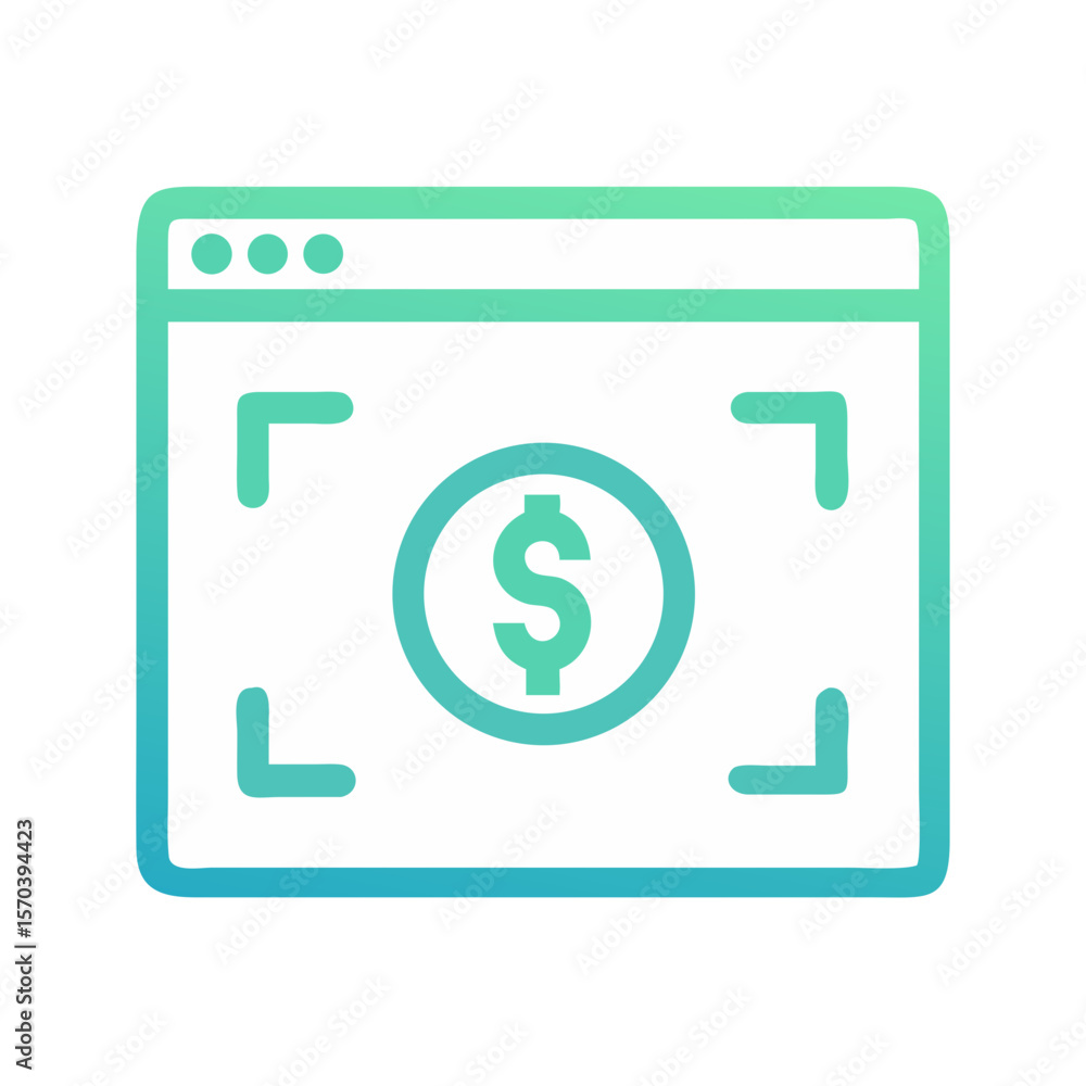 Poster online payment symbol with coin in browser window