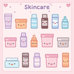 Skincare set flat design icon vector illustration