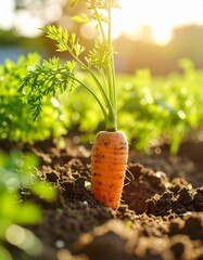 bunch of carrots in organic garden, close up, High resolution