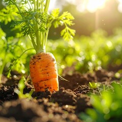 bunch of carrots in organic garden, close up, High resolution