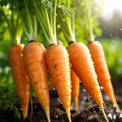 bunch of carrots in organic garden, close up, High resolution