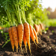 bunch of carrots in organic garden, close up, High resolution