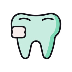 Tooth cartoon with filling on a White Background