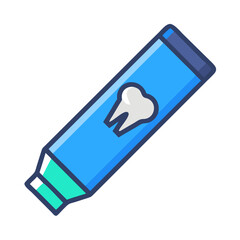 Illustration of a toothpaste tube with a tooth symbol