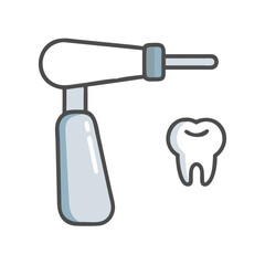 Dental tool and tooth illustration on a White Background