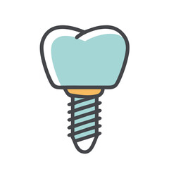 Modern flat icon of dental implant on White backdrop