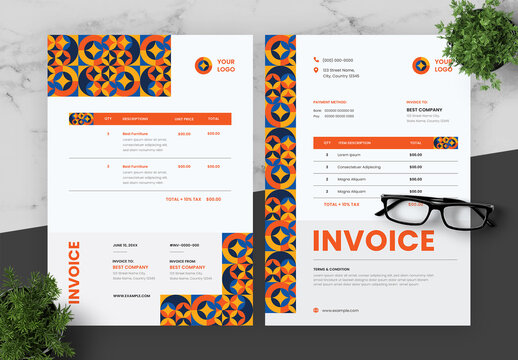 Orange And Blue Invoice Set