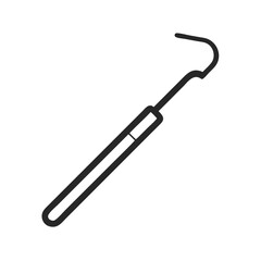 Dental pick in line drawing style on White Background