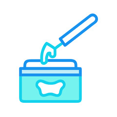 Fototapeta premium Blue cosmetic cream jar with applicator stick illustration