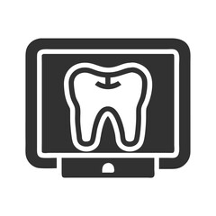 Icon of tooth x-ray on scanner in grayscale