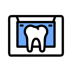 Simplified dental X-ray silhouette on a clean White Background