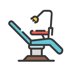 Isolated dental chair vector illustration in simple minimalist style