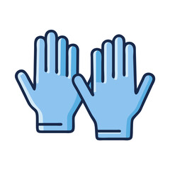 Pair of blue surgical gloves isolated against a White Background